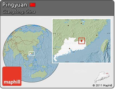 Savanna Style Location Map of Pingyuan, highlighted parent region, hill shading