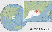 Savanna Style Location Map of Pingyuan, highlighted parent region, hill shading