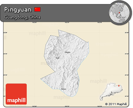 Classic Style Map of Pingyuan, single color outside