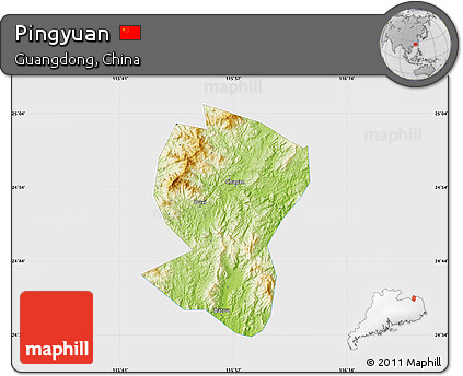 Physical Map of Pingyuan, single color outside