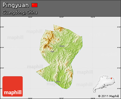 Physical Map of Pingyuan, single color outside