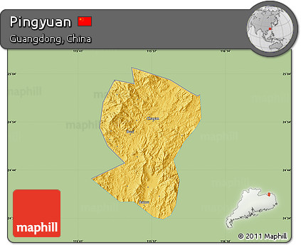 Savanna Style Map of Pingyuan, single color outside