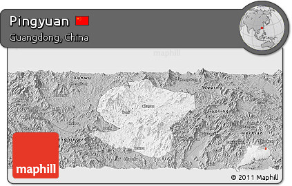 Gray Panoramic Map of Pingyuan