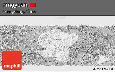 Gray Panoramic Map of Pingyuan