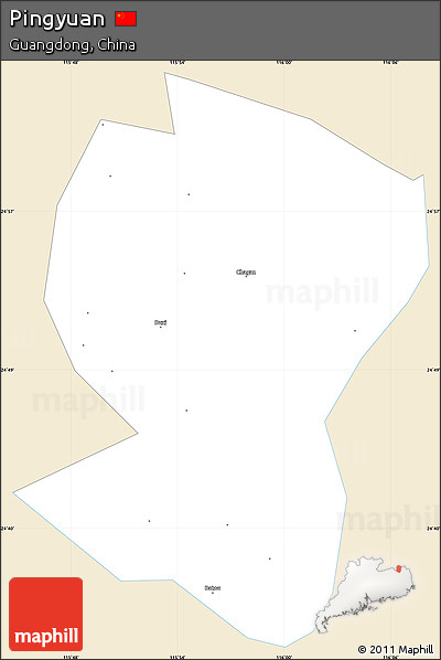 Classic Style Simple Map of Pingyuan, single color outside