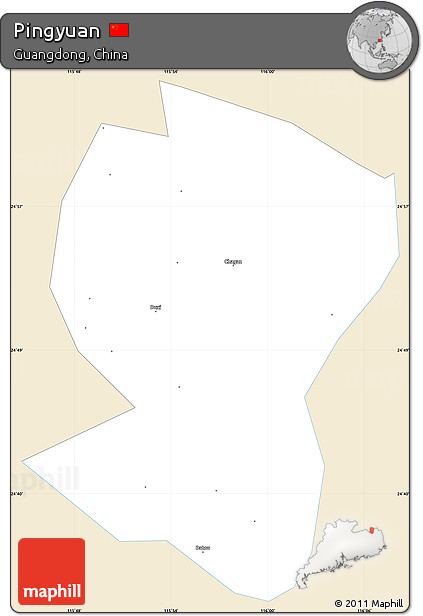 Classic Style Simple Map of Pingyuan, single color outside