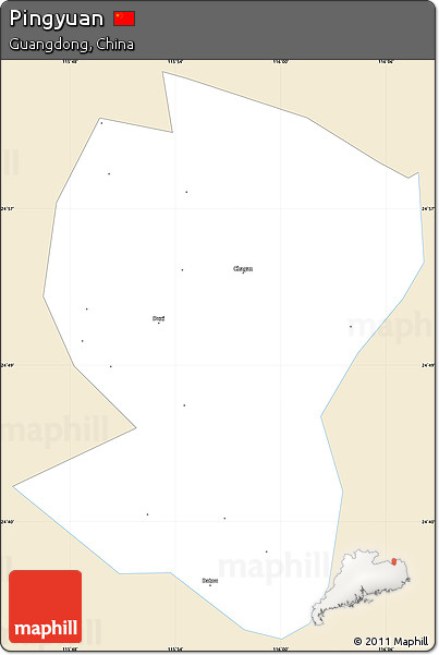 Classic Style Simple Map of Pingyuan, single color outside