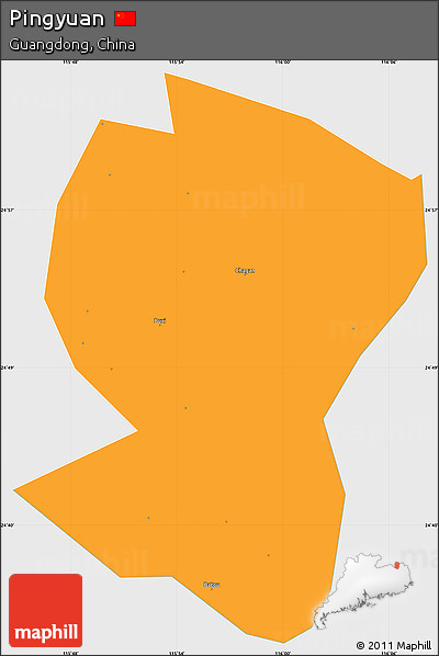 Political Simple Map of Pingyuan, single color outside