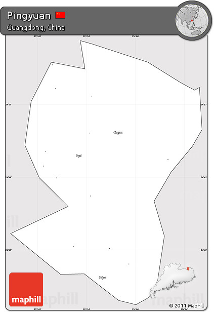 Silver Style Simple Map of Pingyuan, cropped outside