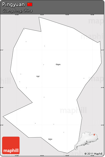 Silver Style Simple Map of Pingyuan, cropped outside