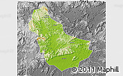 Physical 3D Map of Qingyuan, desaturated