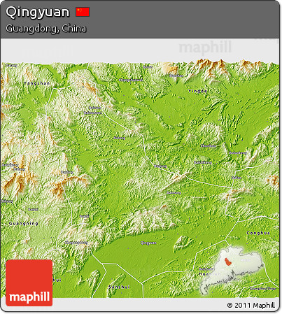 Physical 3D Map of Qingyuan