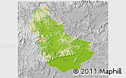 Physical 3D Map of Qingyuan, lighten, desaturated