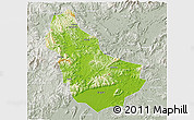 Physical 3D Map of Qingyuan, lighten, semi-desaturated