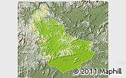 Physical 3D Map of Qingyuan, semi-desaturated