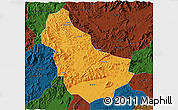 Political 3D Map of Qingyuan, darken