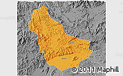 Political 3D Map of Qingyuan, desaturated
