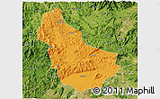 Political 3D Map of Qingyuan, satellite outside