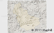 Shaded Relief 3D Map of Qingyuan, semi-desaturated