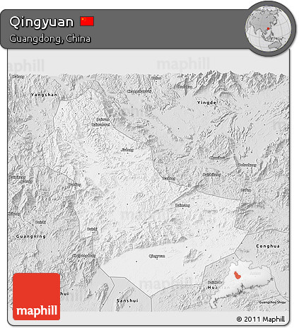 Silver Style 3D Map of Qingyuan