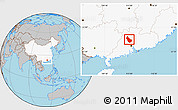 Gray Location Map of Qingyuan, highlighted country