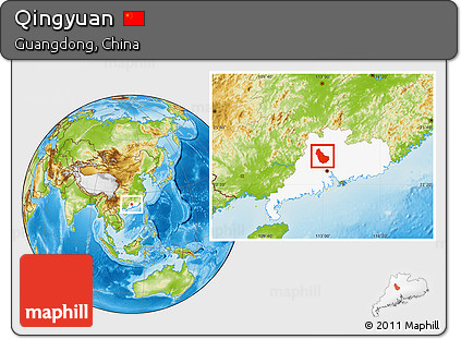 Physical Location Map of Qingyuan, highlighted parent region
