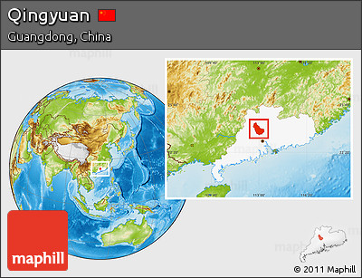 Physical Location Map of Qingyuan, highlighted parent region