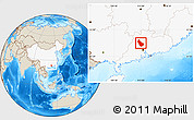 Shaded Relief Location Map of Qingyuan, highlighted country