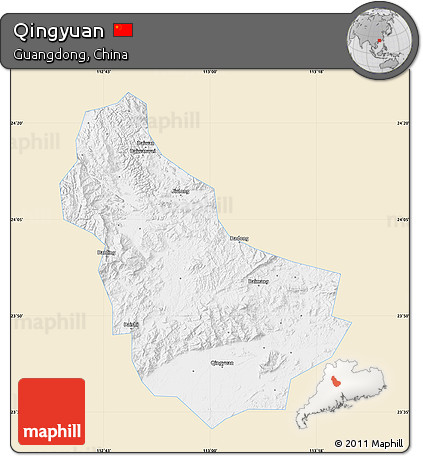Classic Style Map of Qingyuan, single color outside