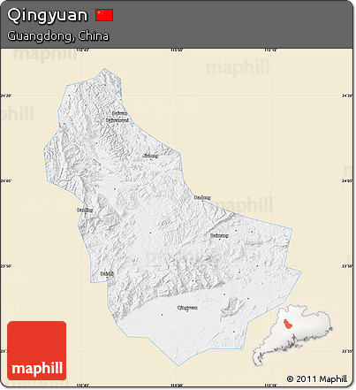 Classic Style Map of Qingyuan, single color outside