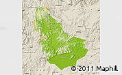 Physical Map of Qingyuan, shaded relief outside