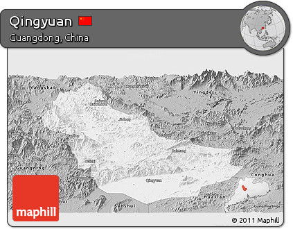 Gray Panoramic Map of Qingyuan