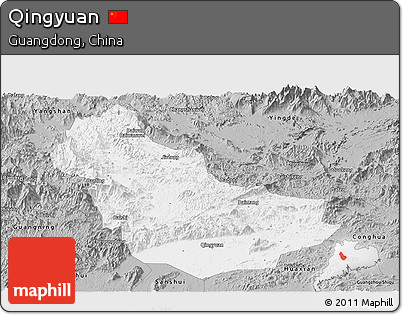 Gray Panoramic Map of Qingyuan
