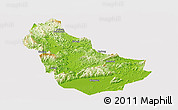 Physical Panoramic Map of Qingyuan, cropped outside
