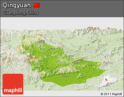 Physical Panoramic Map of Qingyuan, lighten