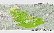 Physical Panoramic Map of Qingyuan, lighten, semi-desaturated