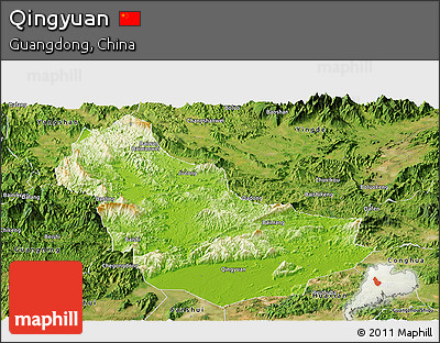 Physical Panoramic Map of Qingyuan, satellite outside
