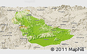 Physical Panoramic Map of Qingyuan, shaded relief outside