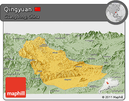 Savanna Style Panoramic Map of Qingyuan