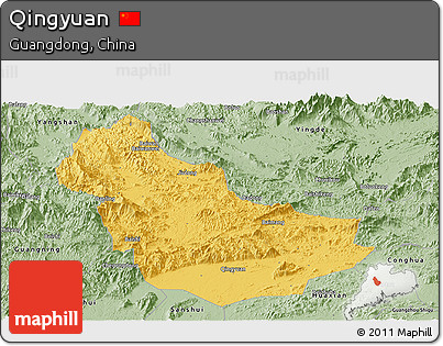 Savanna Style Panoramic Map of Qingyuan
