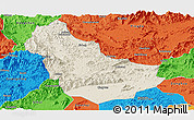 Shaded Relief Panoramic Map of Qingyuan, political outside