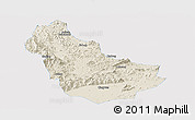 Shaded Relief Panoramic Map of Qingyuan, single color outside