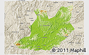Physical 3D Map of Qujiang, shaded relief outside