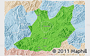 Political 3D Map of Qujiang, lighten