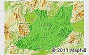 Political 3D Map of Qujiang, physical outside