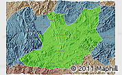 Political 3D Map of Qujiang, semi-desaturated