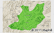Political 3D Map of Qujiang, shaded relief outside