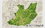 Satellite 3D Map of Qujiang, shaded relief outside