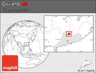 Blank Location Map of Qujiang, highlighted parent region