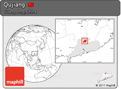 Blank Location Map of Qujiang, highlighted parent region